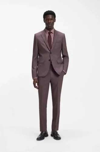 Two-piece extra-slim-fit suit in wool-blend poplin