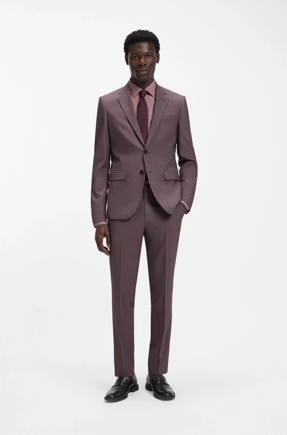 Two-piece extra-slim-fit suit in wool-blend poplin Two-piece extra-slim-fit suit in wool-blend poplin