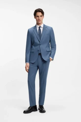 Two-piece extra-slim-fit suit in wool-blend poplin