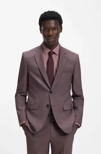 Two-piece extra-slim-fit suit in wool-blend poplin