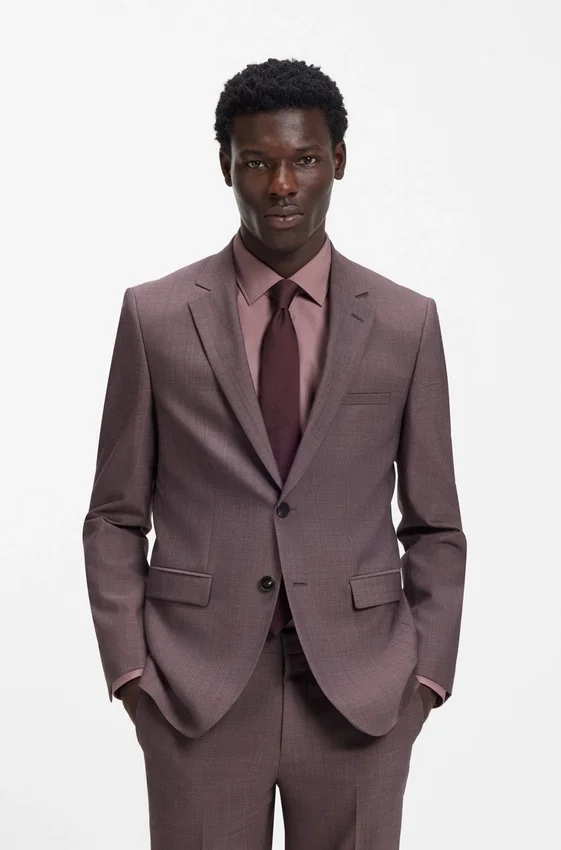 Two-piece extra-slim-fit suit in wool-blend poplin Two-piece extra-slim-fit suit in wool-blend poplin