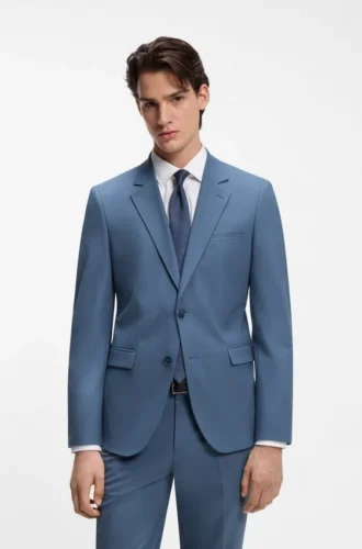 Two-piece extra-slim-fit suit in wool-blend poplin