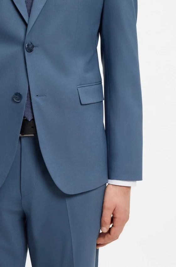 Two-piece extra-slim-fit suit in wool-blend poplin Two-piece extra-slim-fit suit in wool-blend poplin