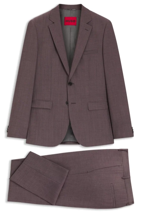 Two-piece extra-slim-fit suit in wool-blend poplin Two-piece extra-slim-fit suit in wool-blend poplin