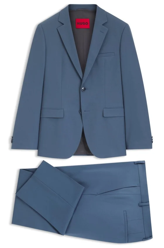 Two-piece extra-slim-fit suit in wool-blend poplin Two-piece extra-slim-fit suit in wool-blend poplin