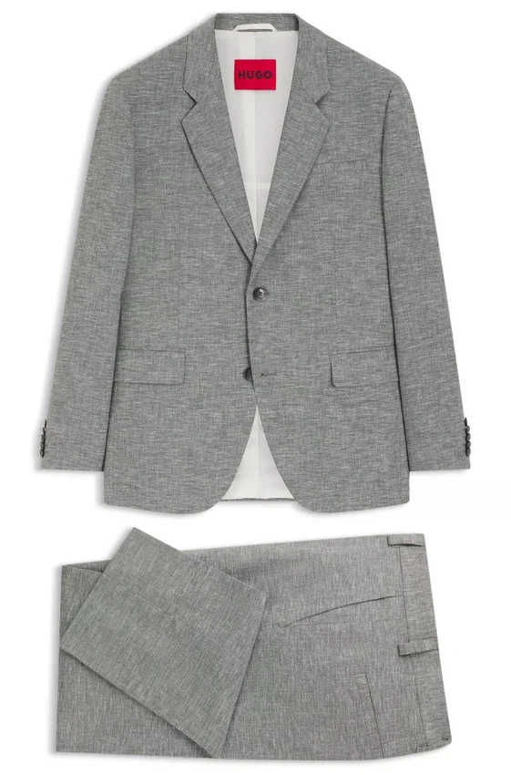 Two-piece modern-fit suit in sharkskin fabric Two-piece modern-fit suit in sharkskin fabric