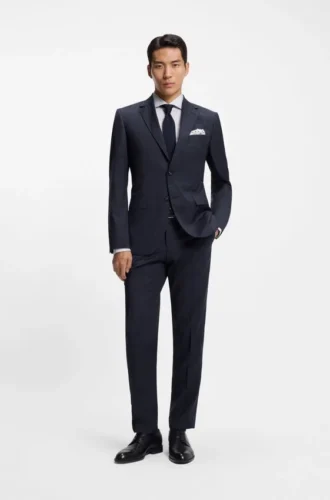 Two-piece regular-fit suit in checked virgin wool