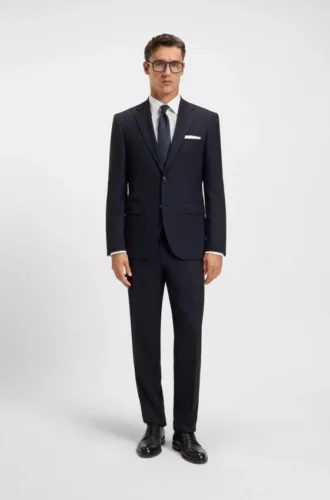 Two-piece regular-fit suit in patterned stretch cloth