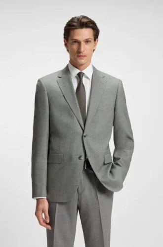 Two-piece regular-fit suit in patterned stretch cloth