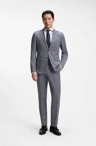 Two-piece regular-fit suit in stretch bouclé