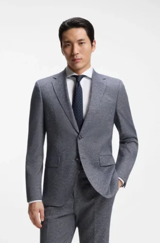 Two-piece regular-fit suit in stretch bouclé