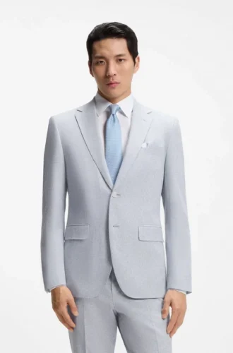 Two-piece regular-fit suit in stretch bouclé