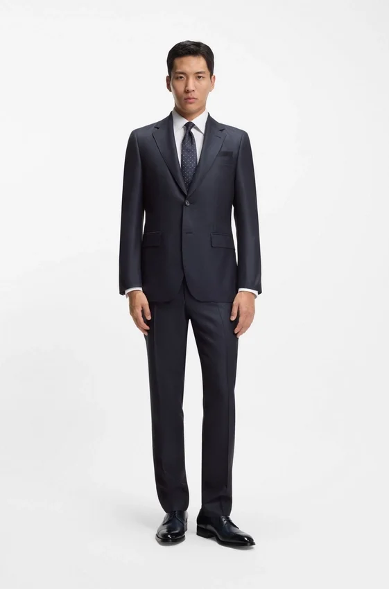 Two-piece regular-fit suit in virgin wool and silk Two-piece regular-fit suit in virgin wool and silk