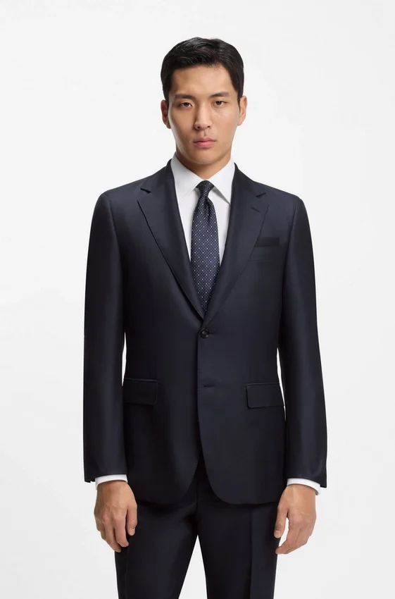Two-piece regular-fit suit in virgin wool and silk Two-piece regular-fit suit in virgin wool and silk