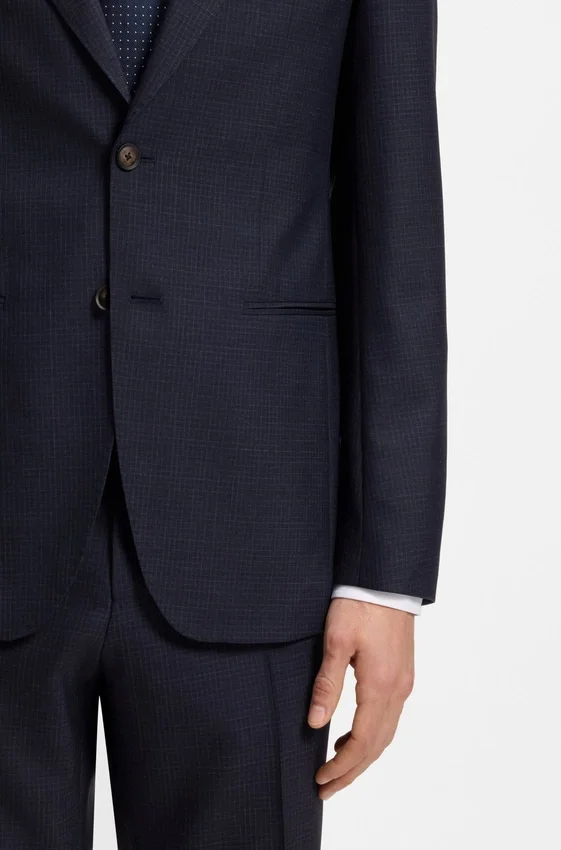 Two-piece slim-fit suit in checked virgin wool Two-piece slim-fit suit in checked virgin wool
