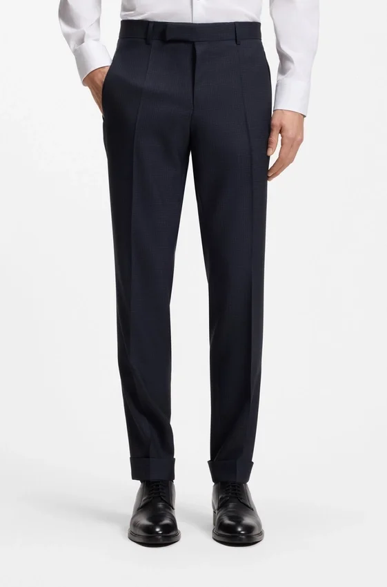 Two-piece slim-fit suit in checked virgin wool Two-piece slim-fit suit in checked virgin wool