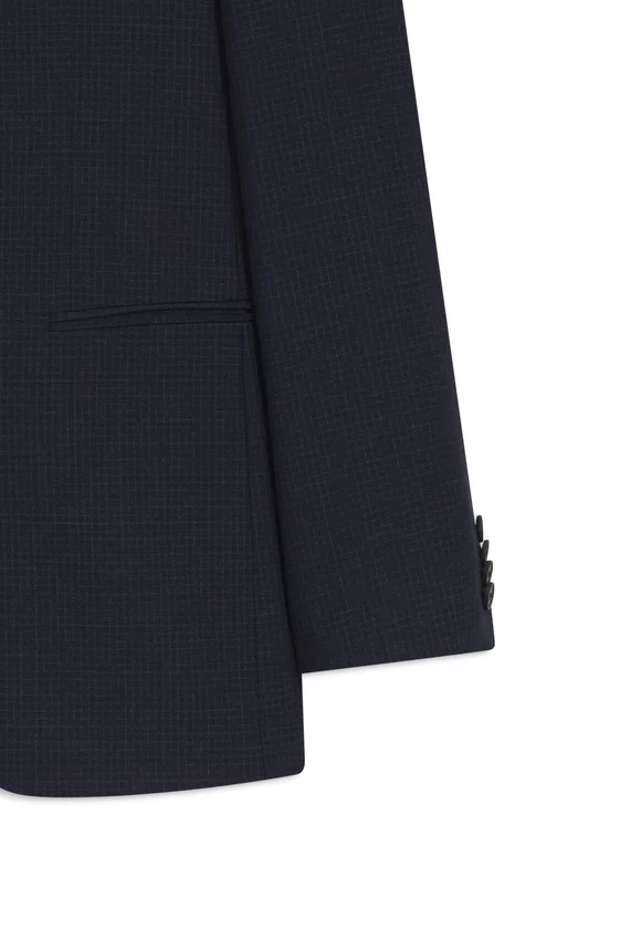 Two-piece slim-fit suit in checked virgin wool Two-piece slim-fit suit in checked virgin wool