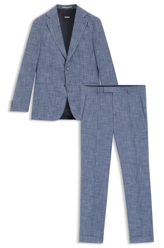 Two-piece slim-fit suit in cotton and virgin wool Two-piece slim-fit suit in cotton and virgin wool