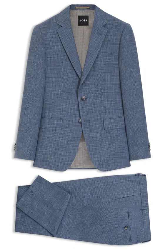 Two-piece slim-fit suit in cotton and virgin wool Two-piece slim-fit suit in cotton and virgin wool