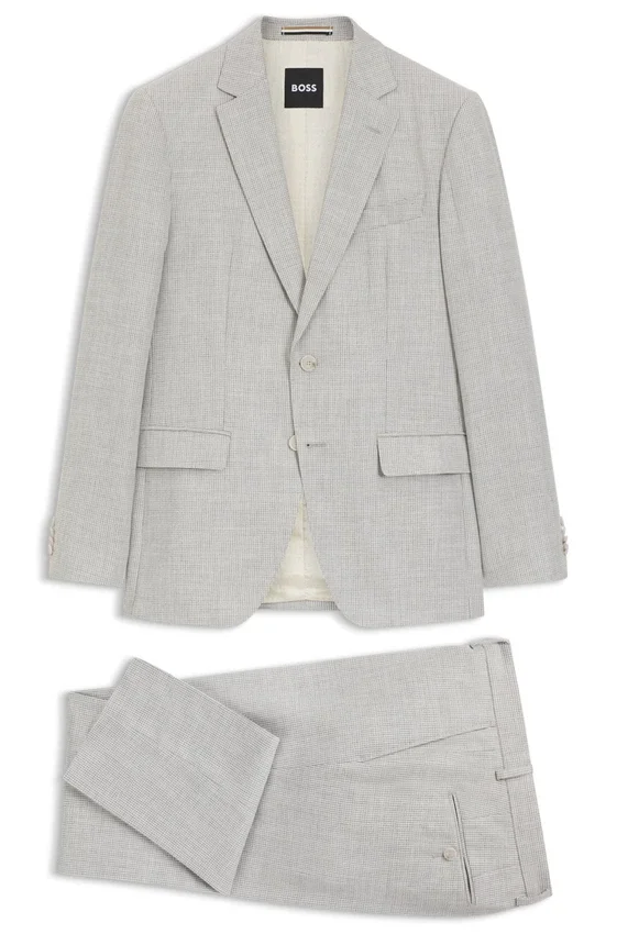Two-piece slim-fit suit in cotton and virgin wool Two-piece slim-fit suit in cotton and virgin wool
