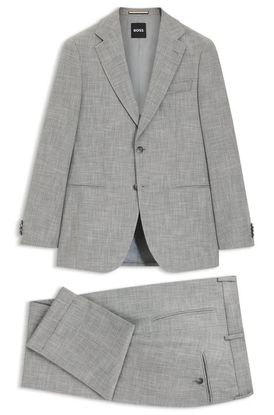 Two-piece slim-fit suit in cotton and virgin wool Two-piece slim-fit suit in cotton and virgin wool