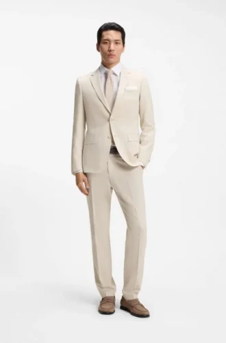 Two-piece slim-fit suit in micro-patterned cloth