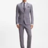 Two-piece slim-fit suit in micro-patterned cloth