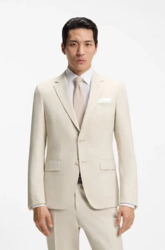 Two-piece slim-fit suit in micro-patterned cloth