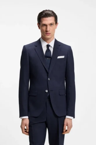 Two-piece slim-fit suit in micro-patterned cloth