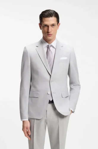 Two-piece slim-fit suit in micro-patterned cloth