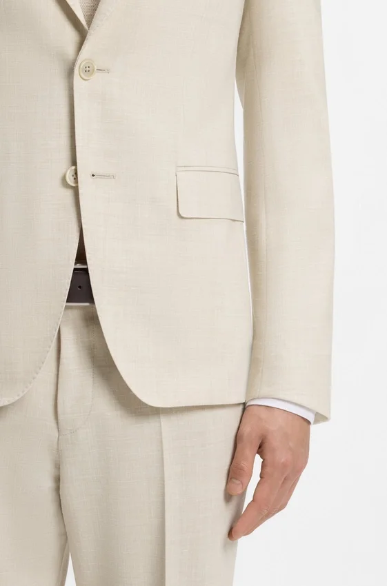 Two-piece slim-fit suit in micro-patterned cloth Two-piece slim-fit suit in micro-patterned cloth