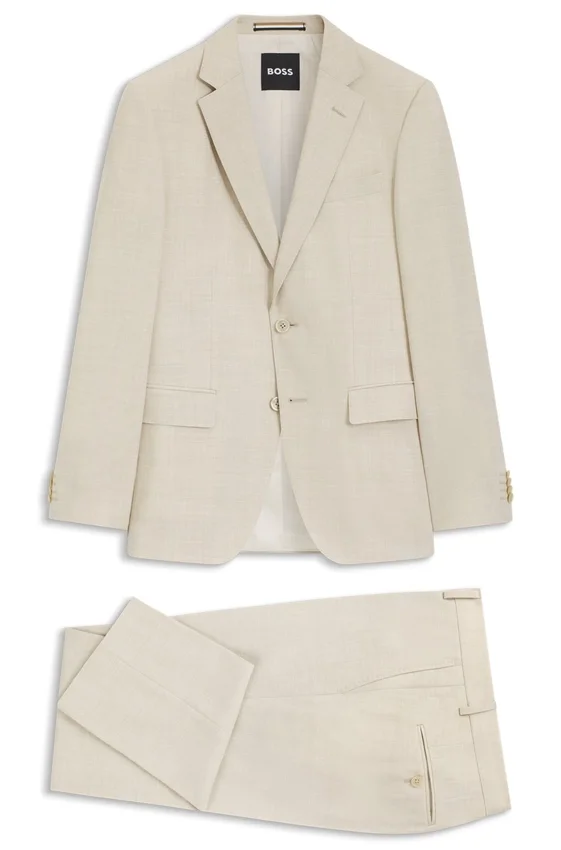 Two-piece slim-fit suit in micro-patterned cloth Two-piece slim-fit suit in micro-patterned cloth