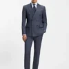 Two-piece slim-fit suit in patterned virgin wool