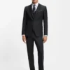 Two-piece slim-fit suit in patterned virgin wool