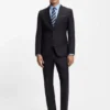 Two-piece slim-fit suit in patterned virgin wool