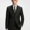 Two-piece slim-fit suit in patterned virgin wool