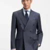 Two-piece slim-fit suit in patterned virgin wool