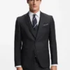 Two-piece slim-fit suit in patterned virgin wool