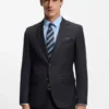 Two-piece slim-fit suit in patterned virgin wool