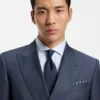 Two-piece slim-fit suit in patterned virgin wool