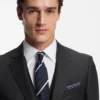 Two-piece slim-fit suit in patterned virgin wool