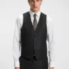 Two-piece slim-fit suit in patterned virgin wool