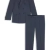 Two-piece slim-fit suit in patterned virgin wool