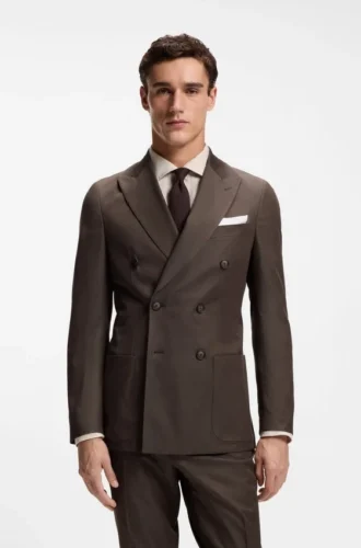 Two-piece slim-fit suit in stretch cotton