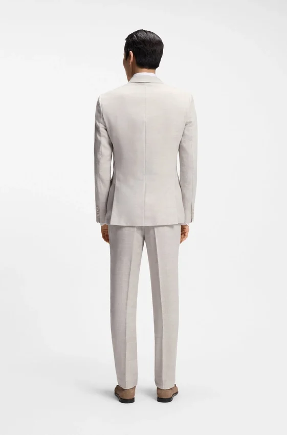 Two-piece slim-fit suit in striped linen and wool Two-piece slim-fit suit in striped linen and wool