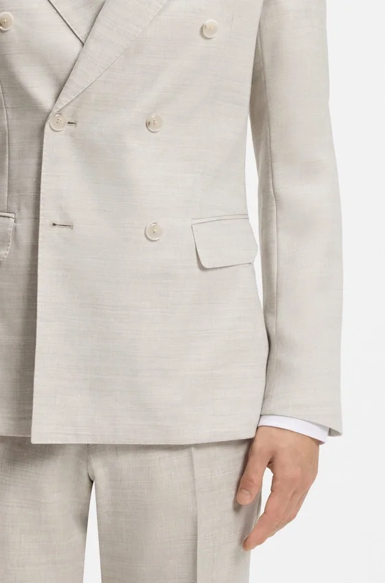 Two-piece slim-fit suit in striped linen and wool Two-piece slim-fit suit in striped linen and wool