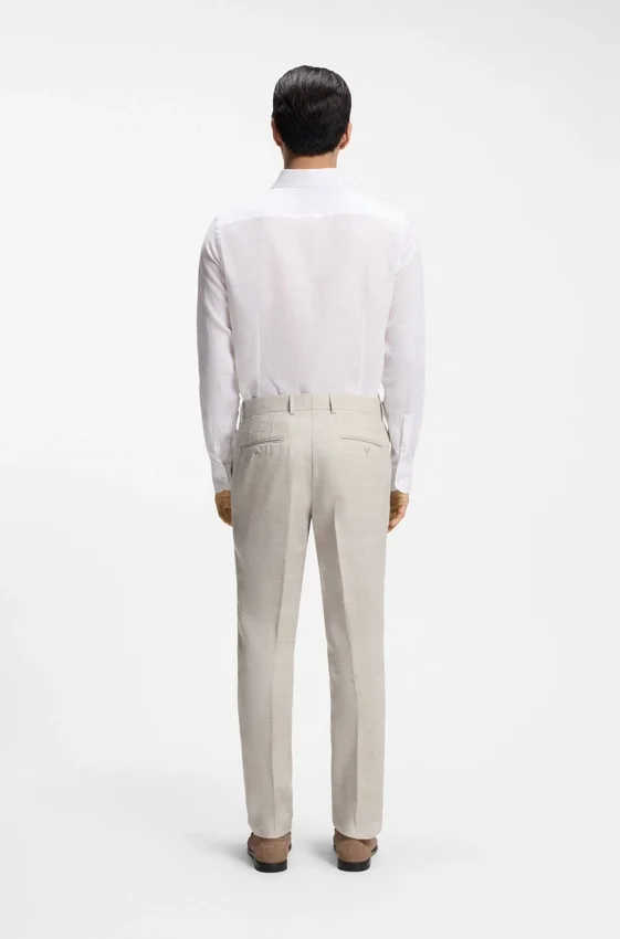 Two-piece slim-fit suit in striped linen and wool Two-piece slim-fit suit in striped linen and wool