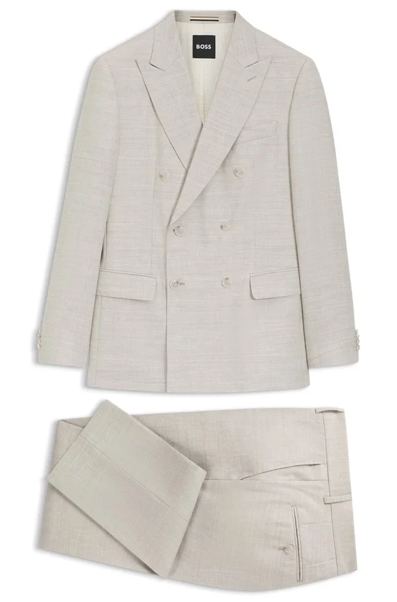 Two-piece slim-fit suit in striped linen and wool Two-piece slim-fit suit in striped linen and wool