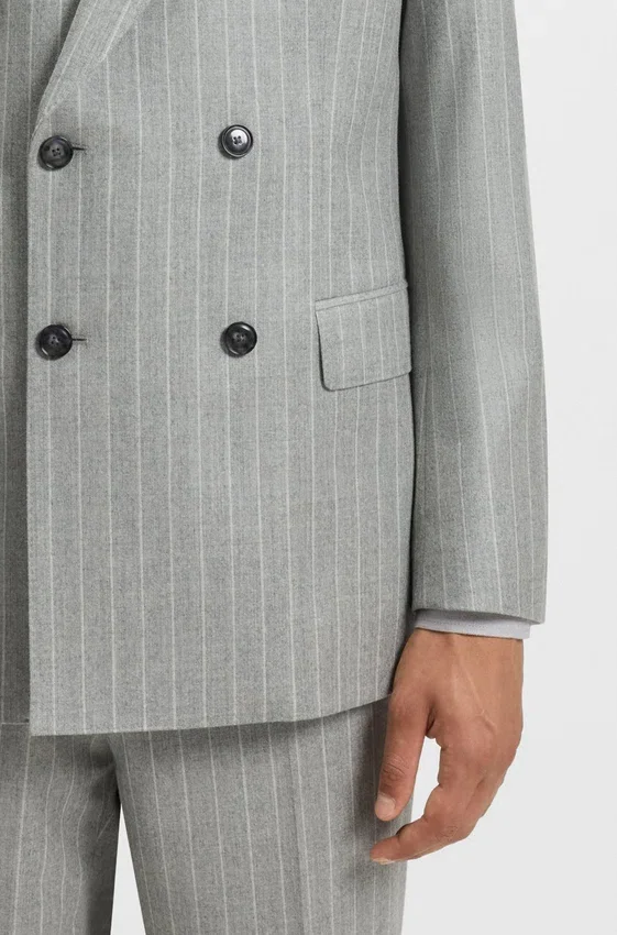 Two-piece slim-fit suit in striped virgin wool Two-piece slim-fit suit in striped virgin wool