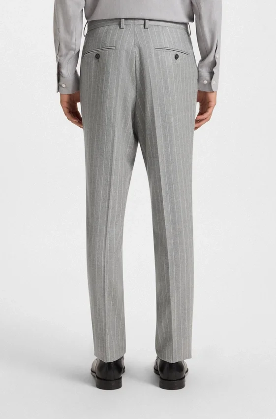 Two-piece slim-fit suit in striped virgin wool Two-piece slim-fit suit in striped virgin wool